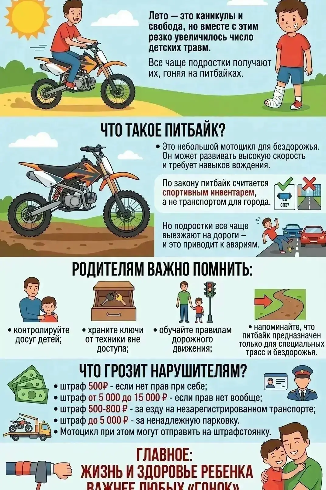 Ответственность родителей за доступ к ТС в том числе по использованию Питбайка   несове...