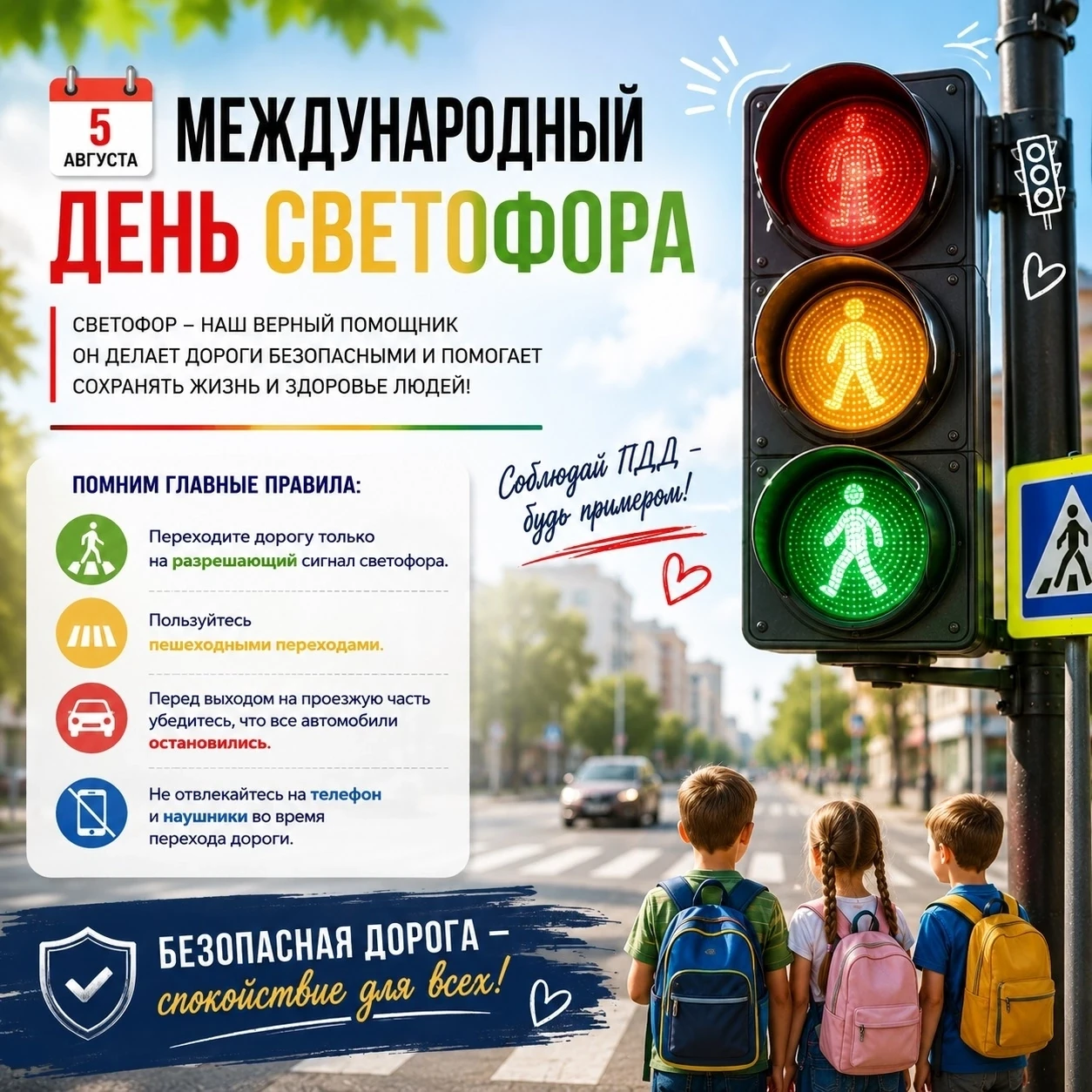 Сегодня, 5 августа, отмечается День светофора. Этот прибор, изобретенный более 150 лет ...