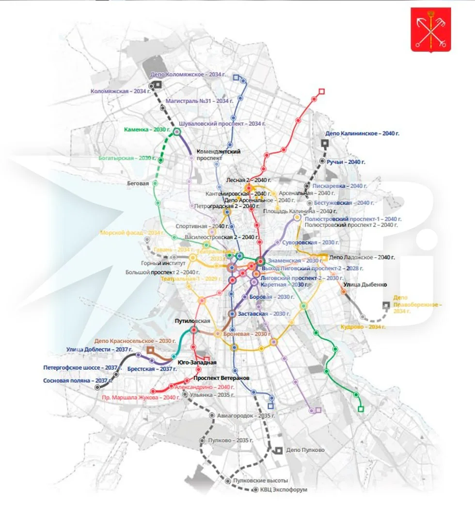 🚇 Власти показали карту метро со сроками запуска новых станций