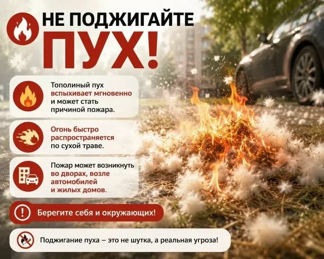 🔥 Тополиный пух — это не забава, а сухой порох!

Каждое лето улицы наших городов покрываются белым 
