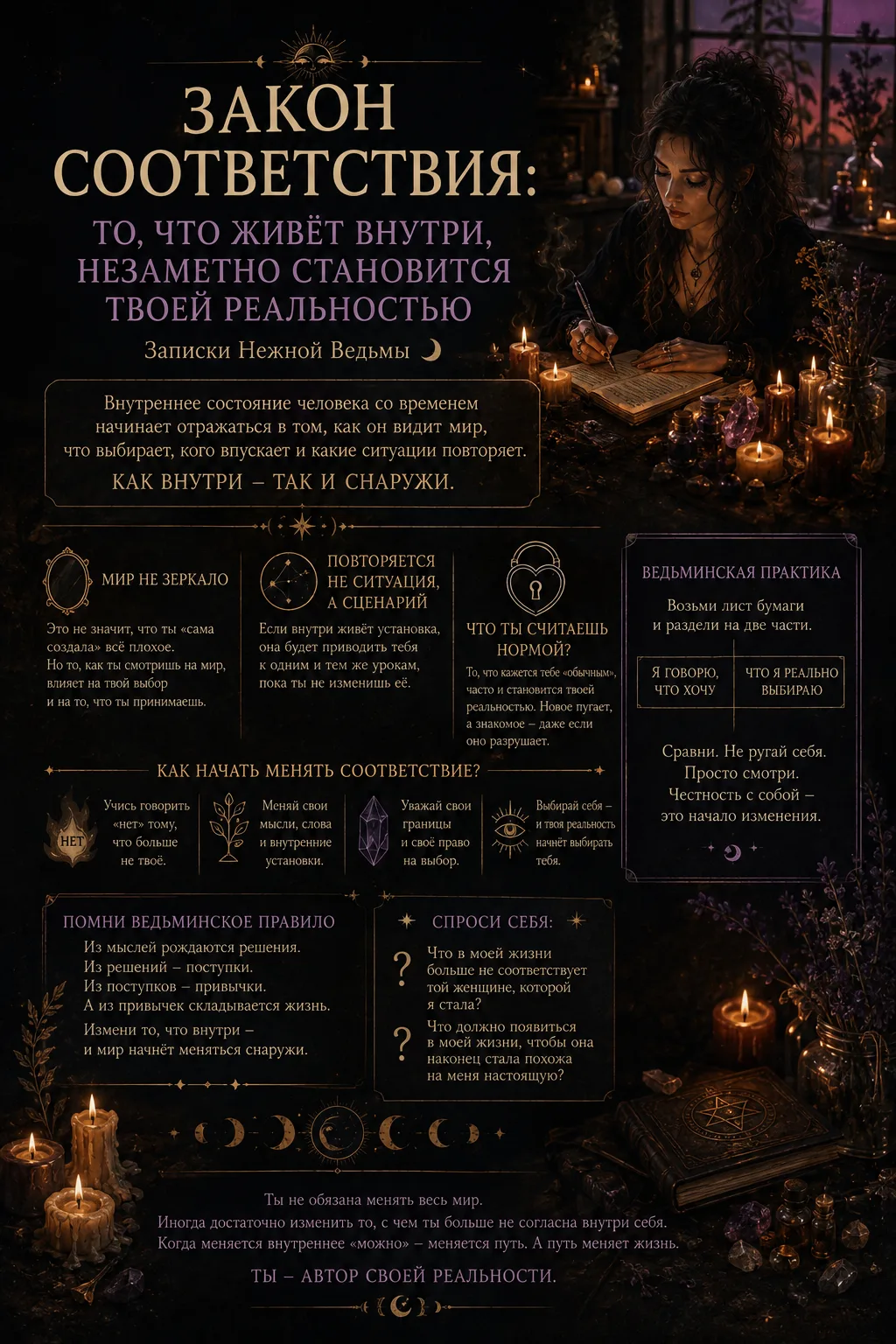 🌙 ЗАКОН СООТВЕТСТВИЯ: КАК ВНУТРИ — ТАК И СНАРУЖИ