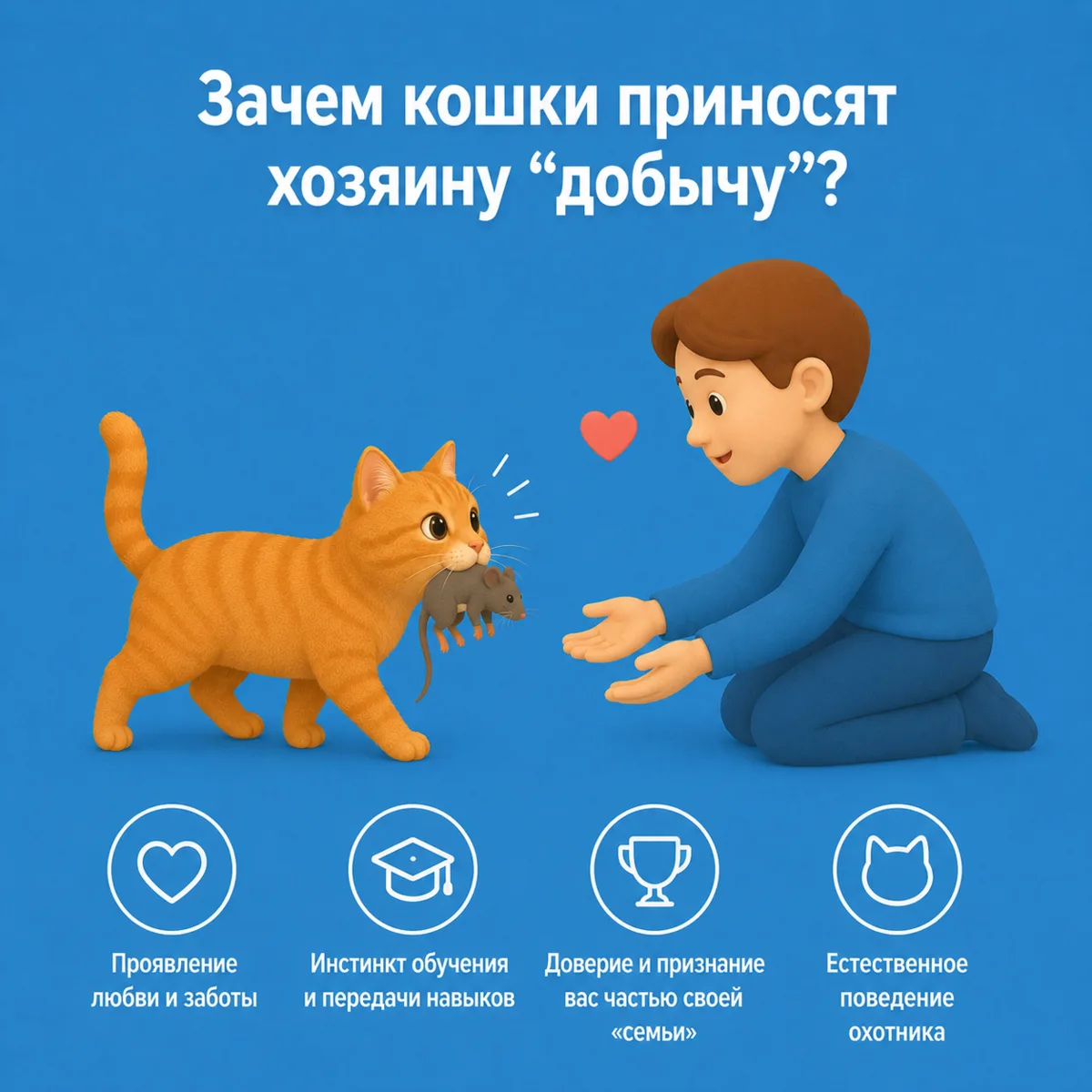 🐾 Зачем кошки приносят хозяину «добычу»? 🐱