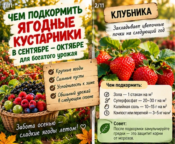 🍓ЧЕК-ЛИСТ: чем подкормить ягодные кусты в сентябре–октябре
