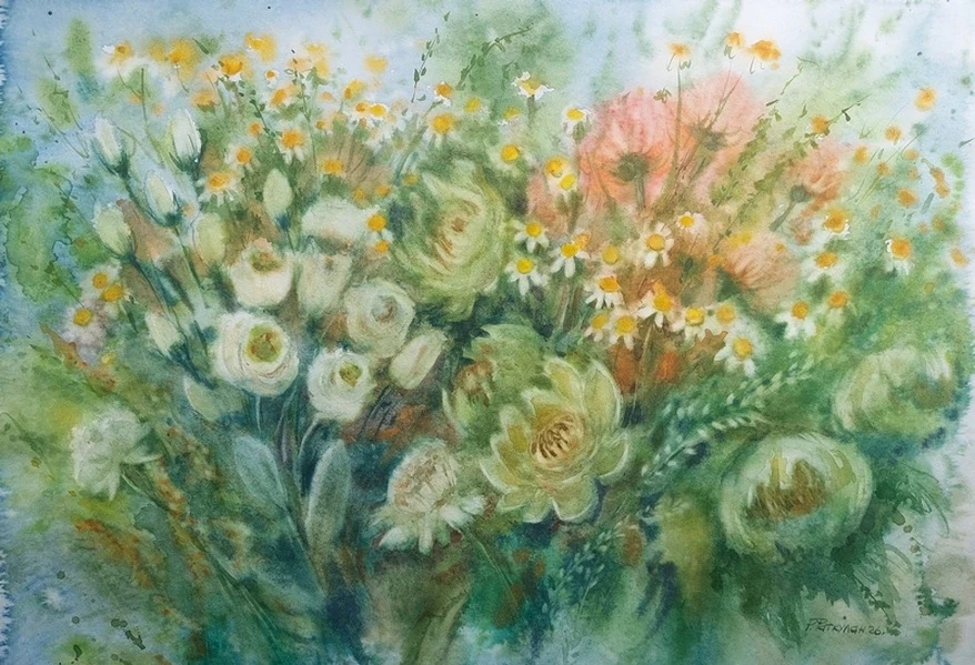 💐🎨Букет с эустомами, который педагогу-организатору Школы космонавтики Римме Сергеевне Фаткулан под