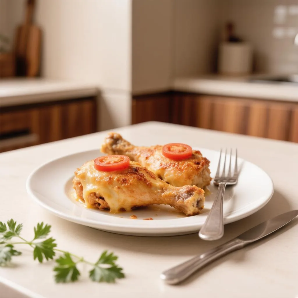 Куриные бёдра с сыром и помидорами