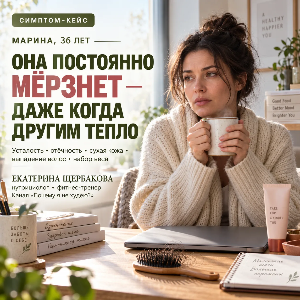 МАРИНА, 36 ЛЕТ. ОНА ПОСТОЯННО МЁРЗНЕТ — ДАЖЕ КОГДА ДРУГИМ ТЕПЛО