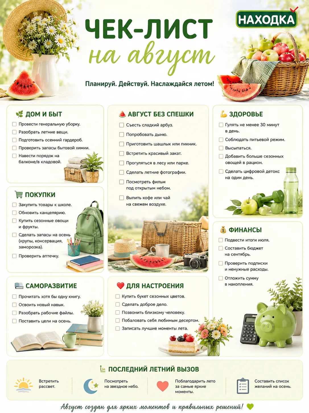 ☀️ Август начинается с хорошего плана!