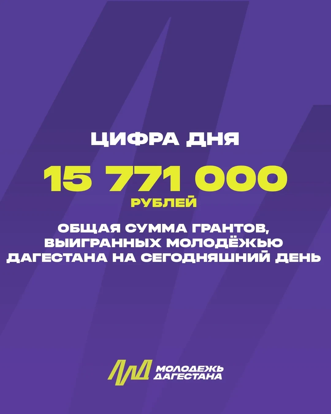 Цифра дня!

🔥 15 771 000 рублей – общая сумма грантов, выигранных молодёжью Дагестана на сегодняшни
