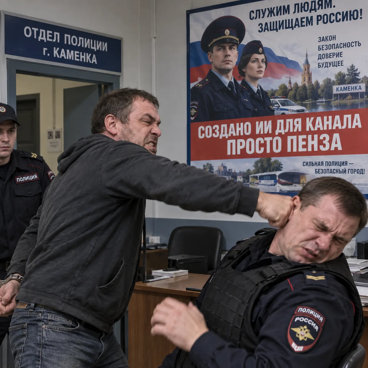 В Каменке мужчина напал на полицейского.