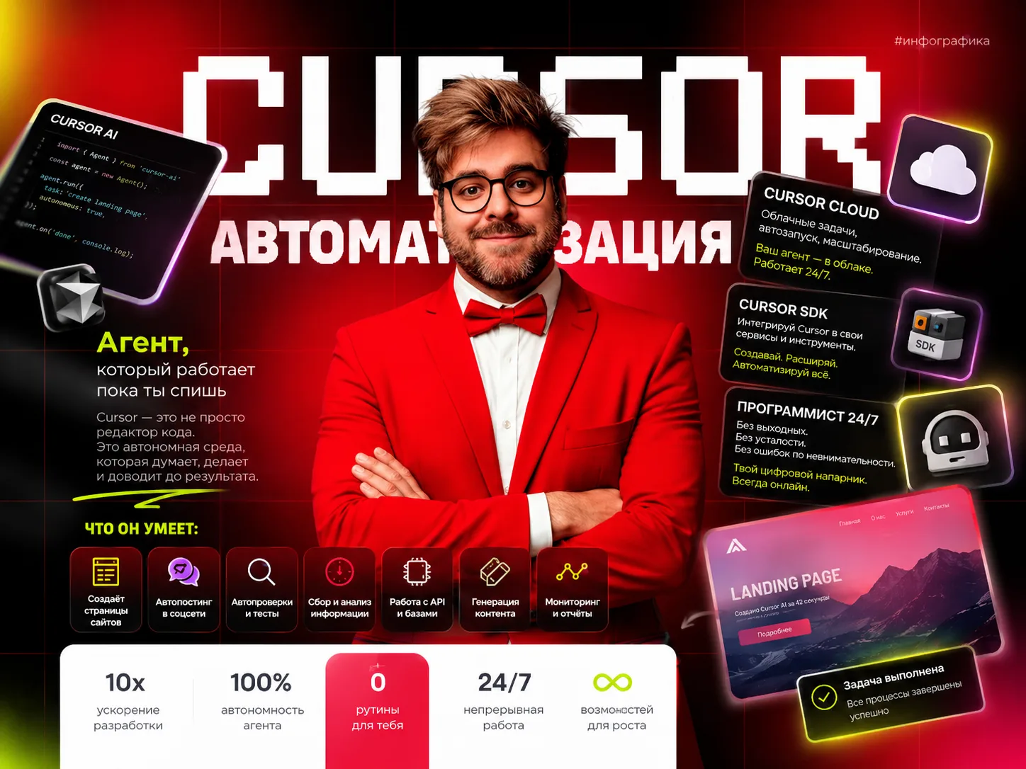 😏Автоматизация на максималках с Cursor 

Есть множество задач которые хочется выполнять автоматичес