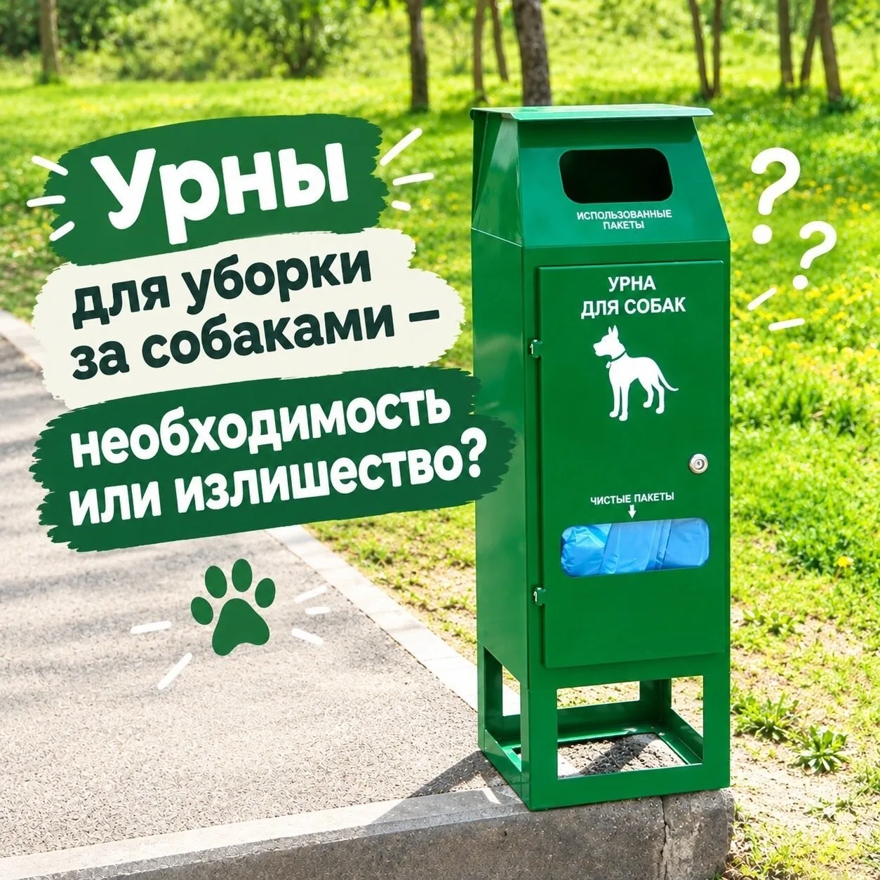 🐕 В некоторых парках и зелёных зонах устанавливают урны для уборки за собаками и даже ...