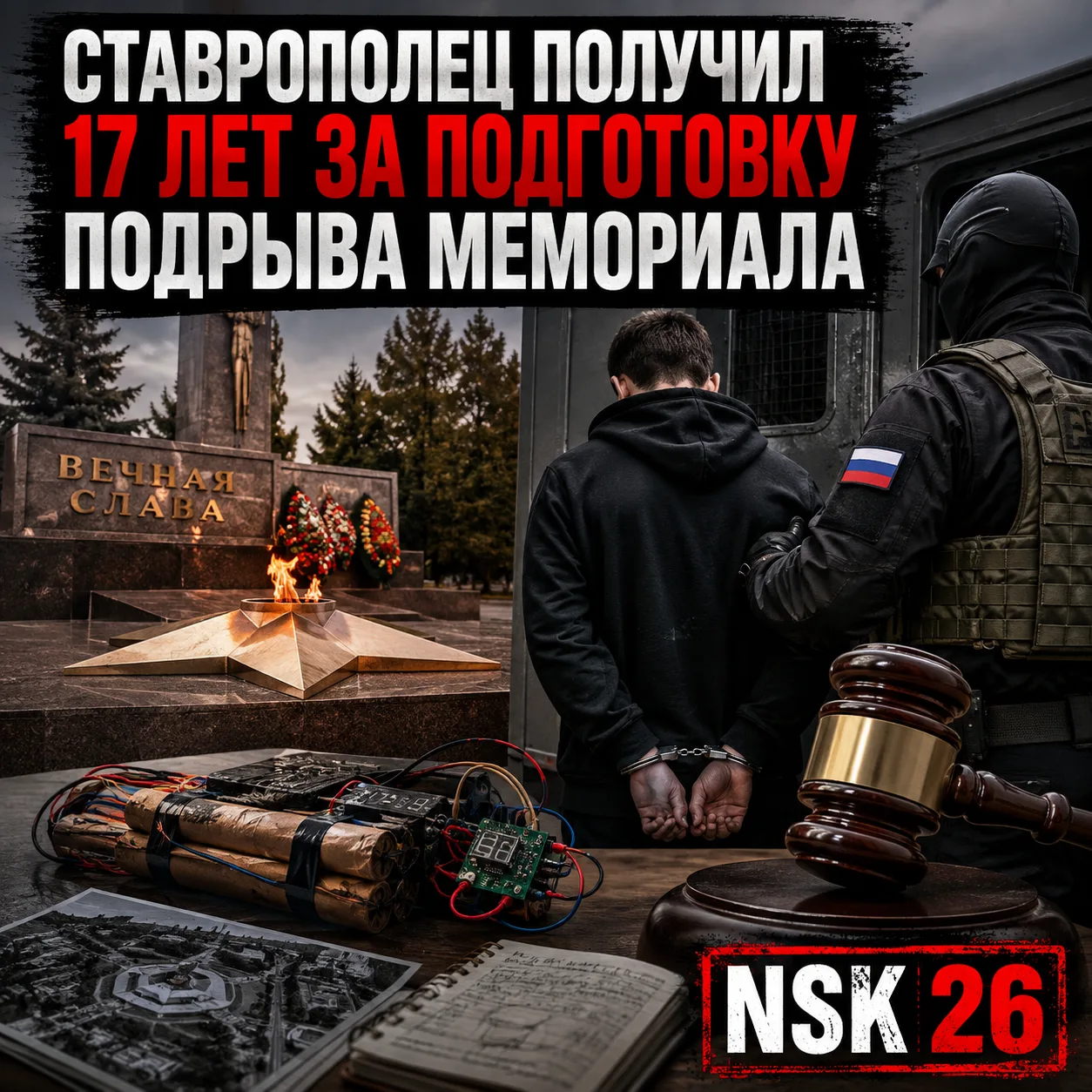 ⚡️ Ставрополец получил 17 лет за подготовку подрыва мемориала