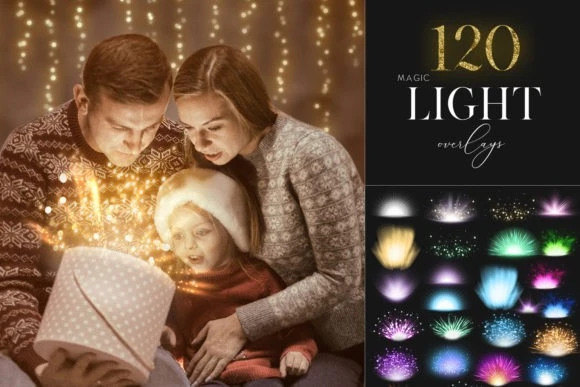 ✅ 120 Magic Christmas Light Overlays