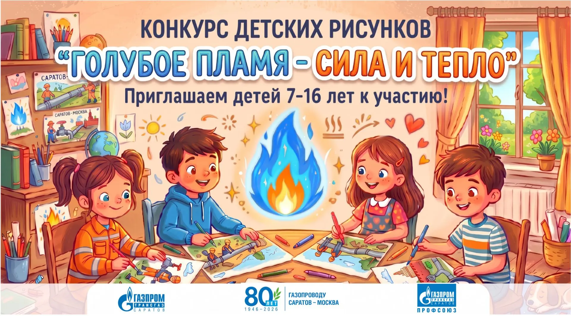 👦👧 «Голубое пламя - сила и тепло»: дети работников Общества приглашаются к участию в конкурсе рису