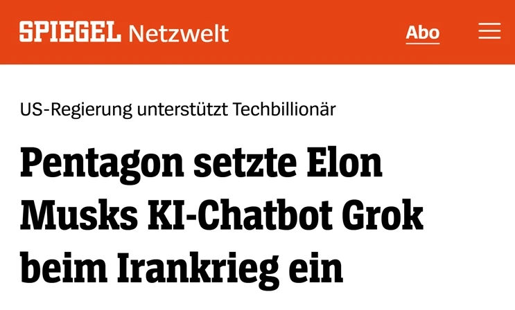 🇺🇸🇮🇷Пентагон использовал Grok Илона Маска для ударов по Ирану, — Der Spiegel

▪️Компания xAI Ило