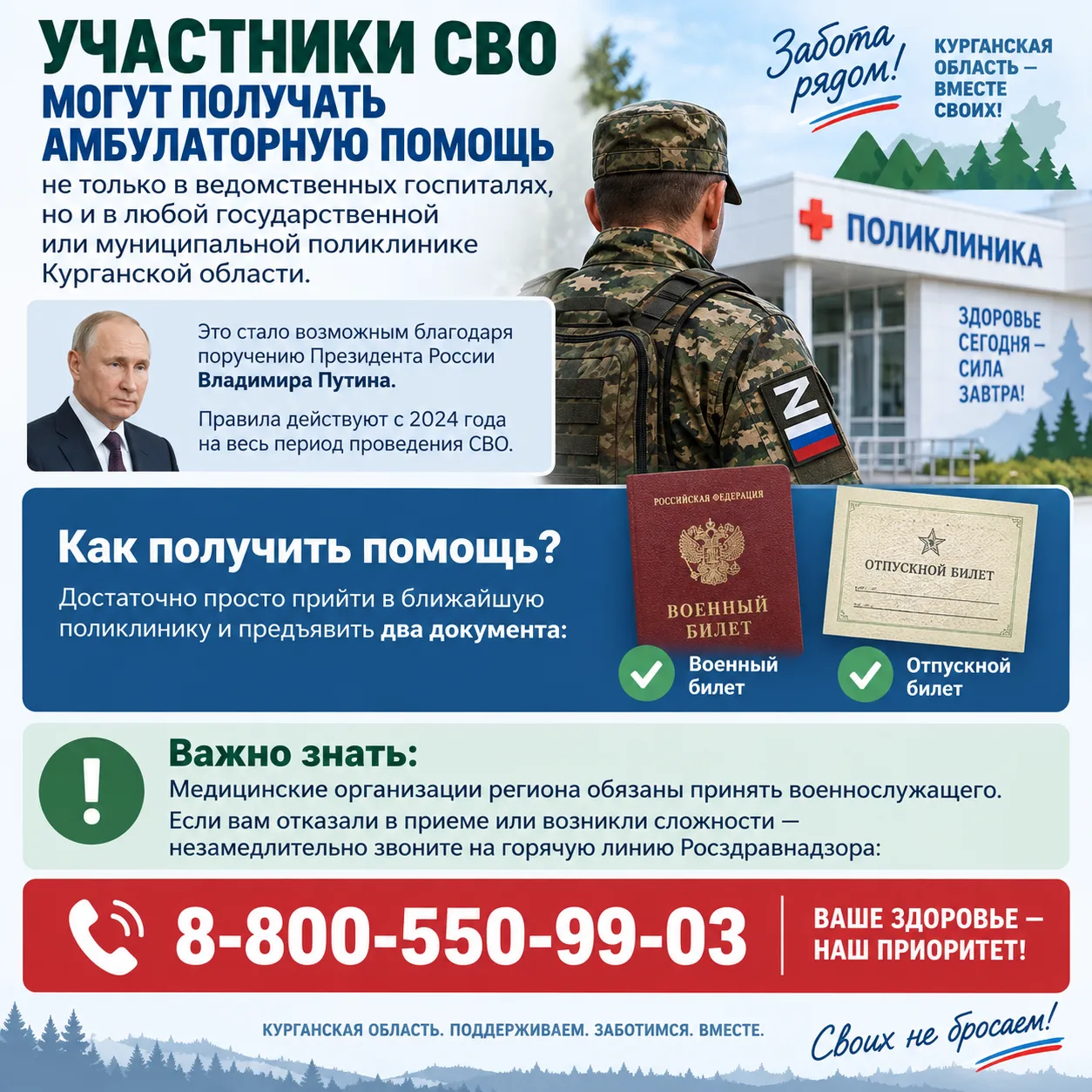 Участники СВО, находящиеся в краткосрочном отпуске, теперь могут получать амбулаторную ...