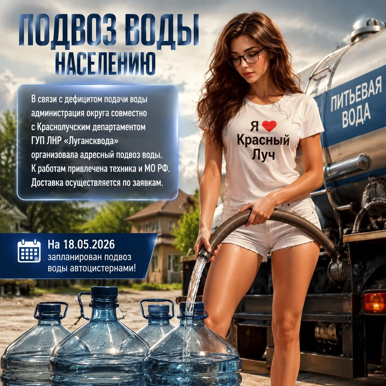 В связи с дефицитом водоснабжения администрация округа, Краснолучский департамент ГУП ЛНР «Луганскво