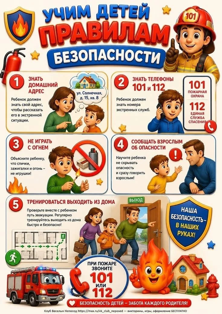 Безопасность детей — наш главный приоритет. Напоминаем ключевые правила пожарной безопасности — пуст