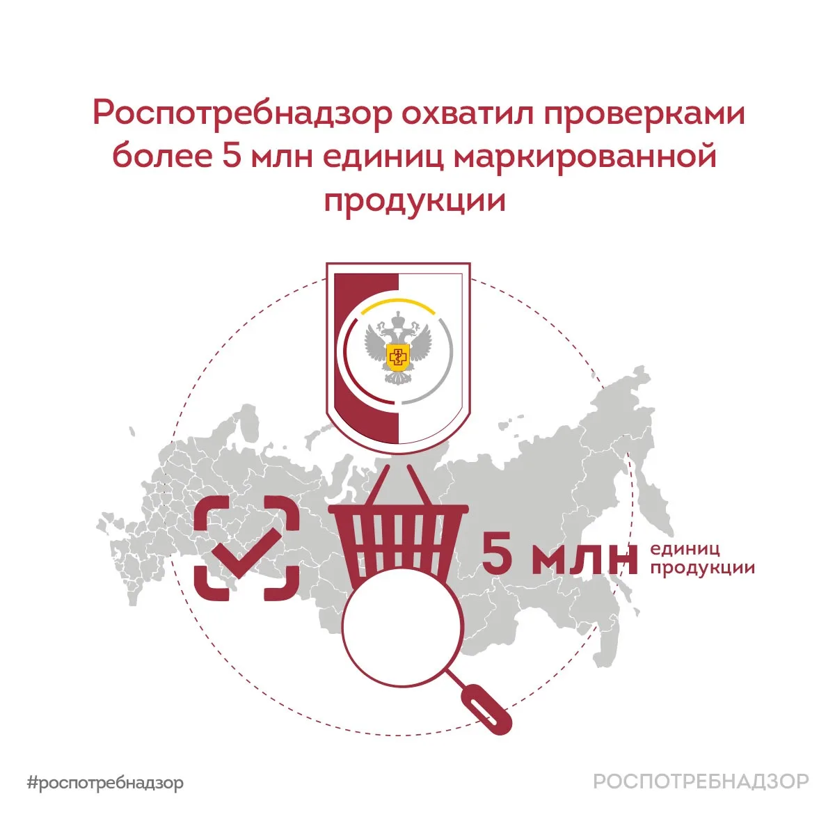 Роспотребнадзор охватил проверками более 5 млн единиц маркированной продукции

✅ Роспотребнадзор вне