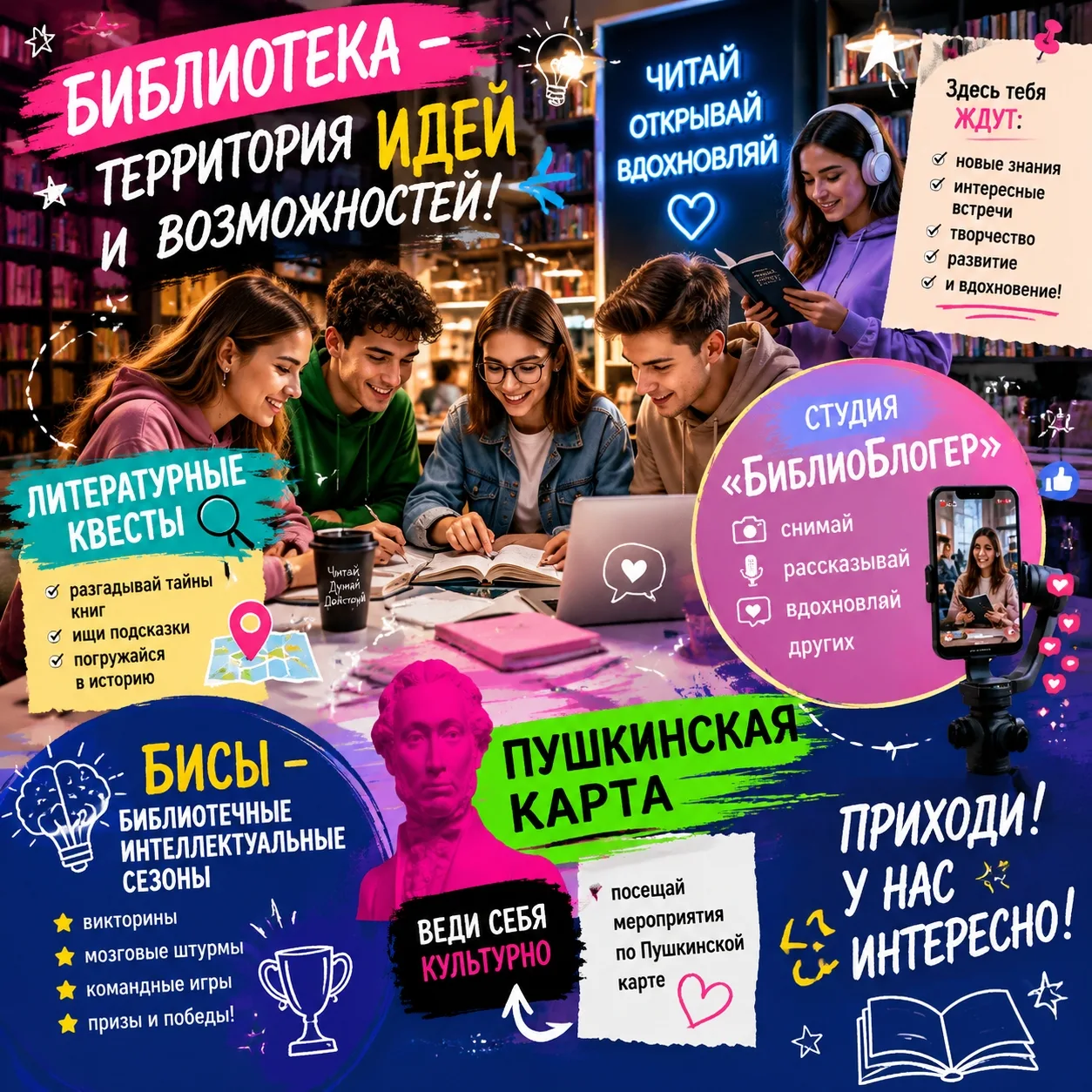 Хочешь превратить обычный день в приключение?✨💥

Библиотека ждёт тебя — это не просто полки с книга