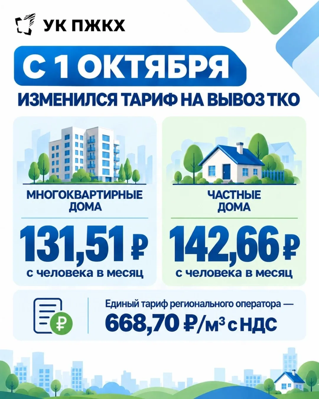 📌 Тариф на вывоз твёрдых коммунальных отходов (ТКО) скорректирован — изменения вступил...