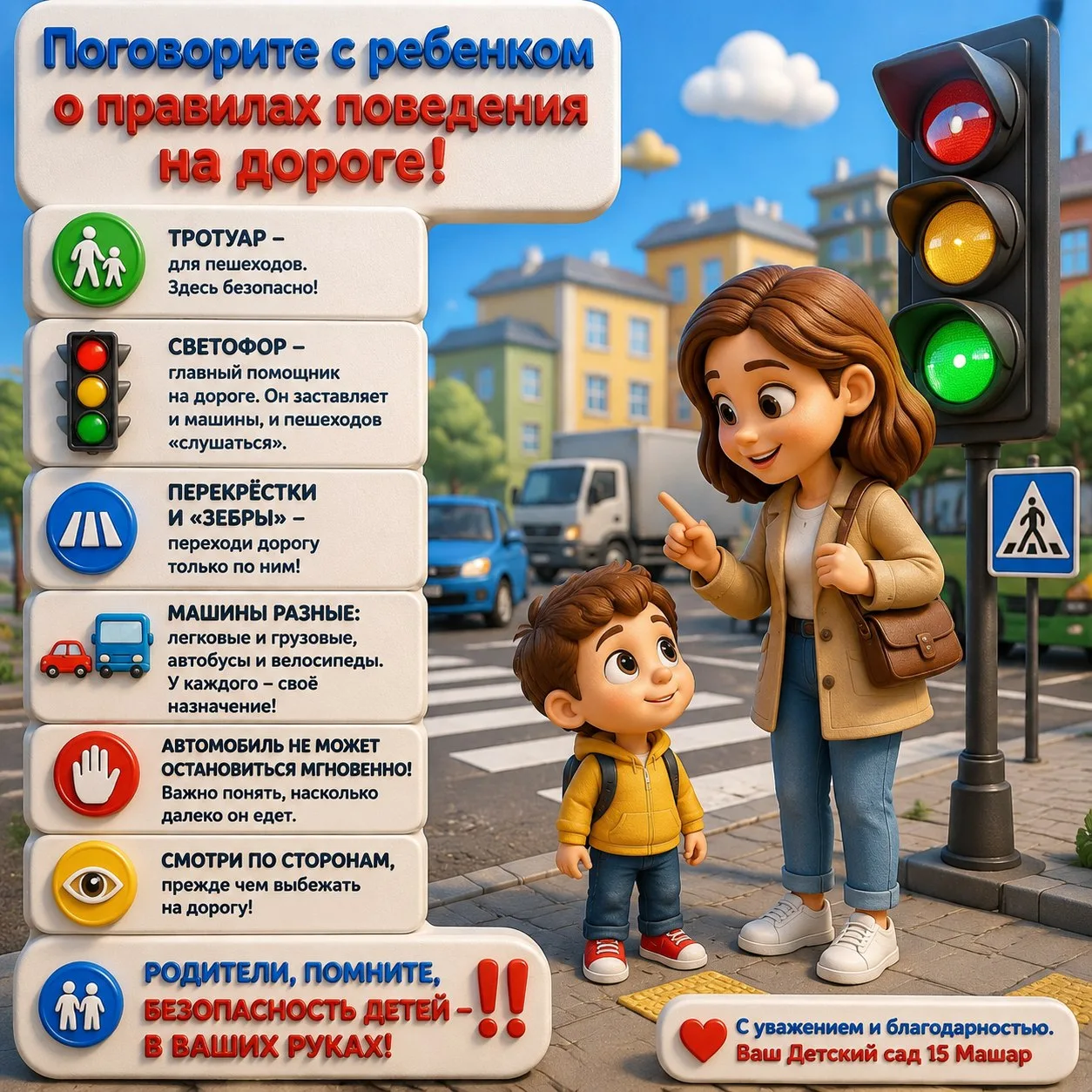 ❗Поговорите с ребенком о правилах поведения на дороге❗