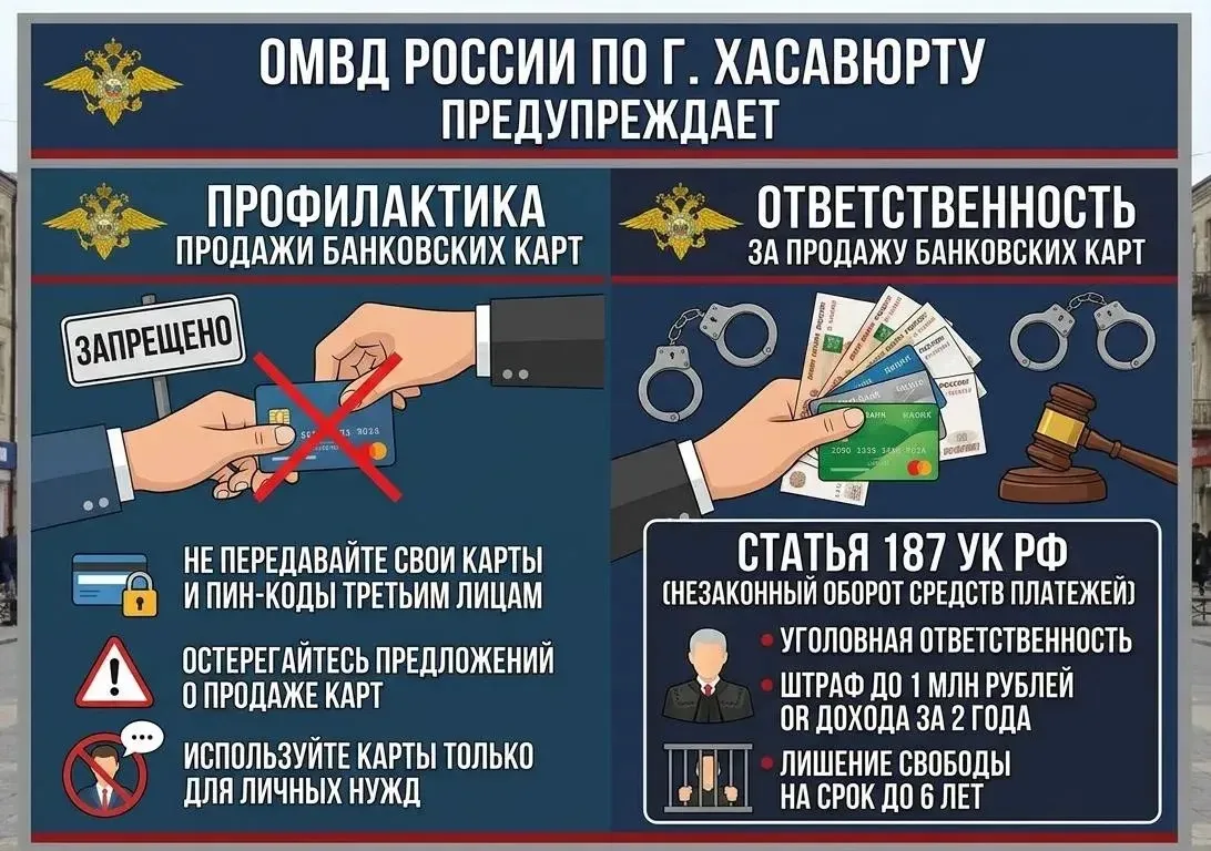 📢 ОМВД России по г. Хасавюрту предупреждает: твоя карта — не товар!