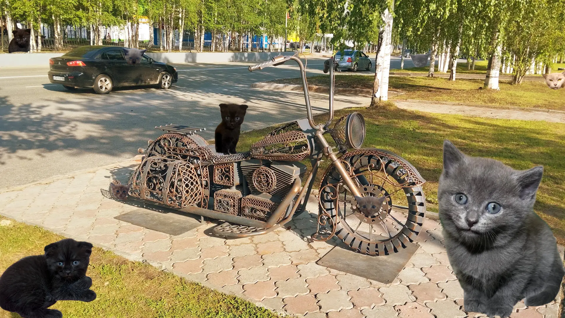 Найди кота 🐈

На фото няганской достопримечательности спрятаны питомцы муниципального приюта для жи