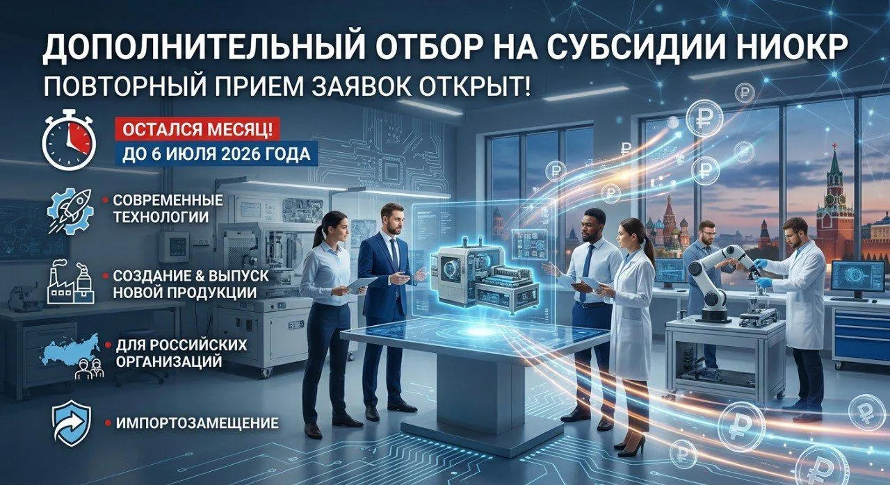 📢 ГИСП: дополнительный отбор на субсидии для НИОКР
