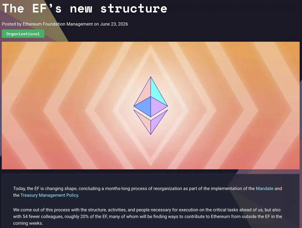 В Ethereum Foundation сокращают 20% штата