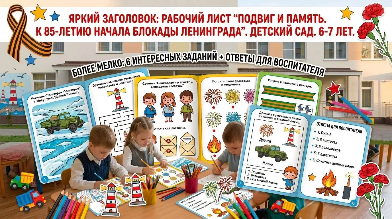 🎁 Рабочий лист №4 "Подвиг и память. К 85-летию Начала Блокады Ленинграда".