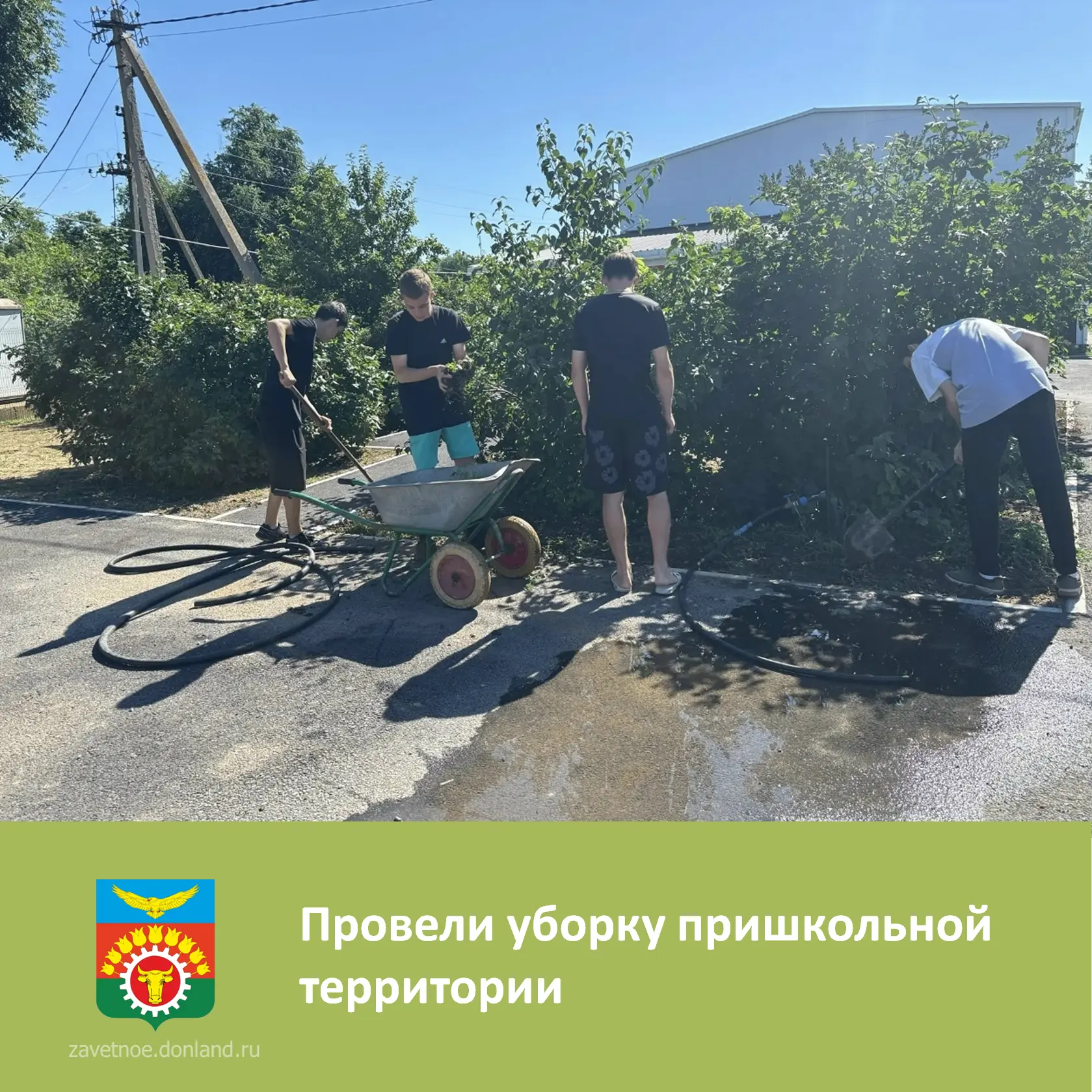 Объединились, чтобы сделать школьную территорию чище и красивее.

Заботясь о территории вокруг школы