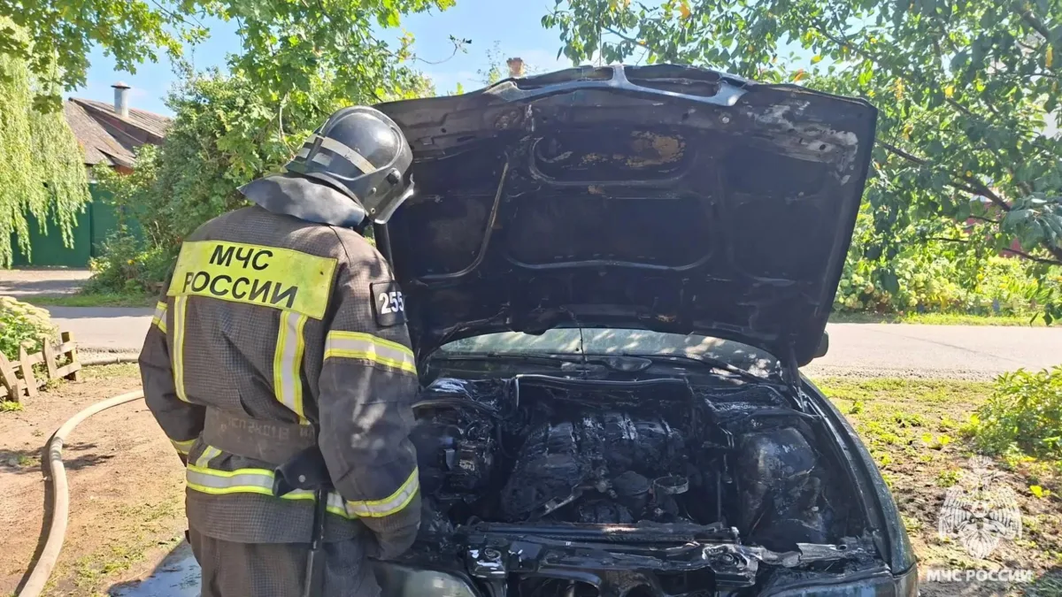 В Орле возле жилого дома полыхал припаркованный автомобиль