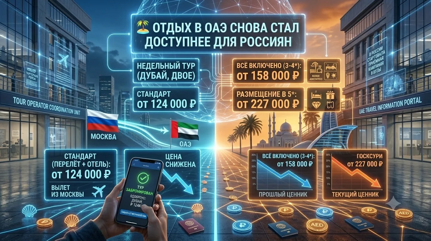 🏖 Отдых в ОАЭ снова стал доступнее для россиян

Туроператоры вновь активно продают туры в Эмираты. 