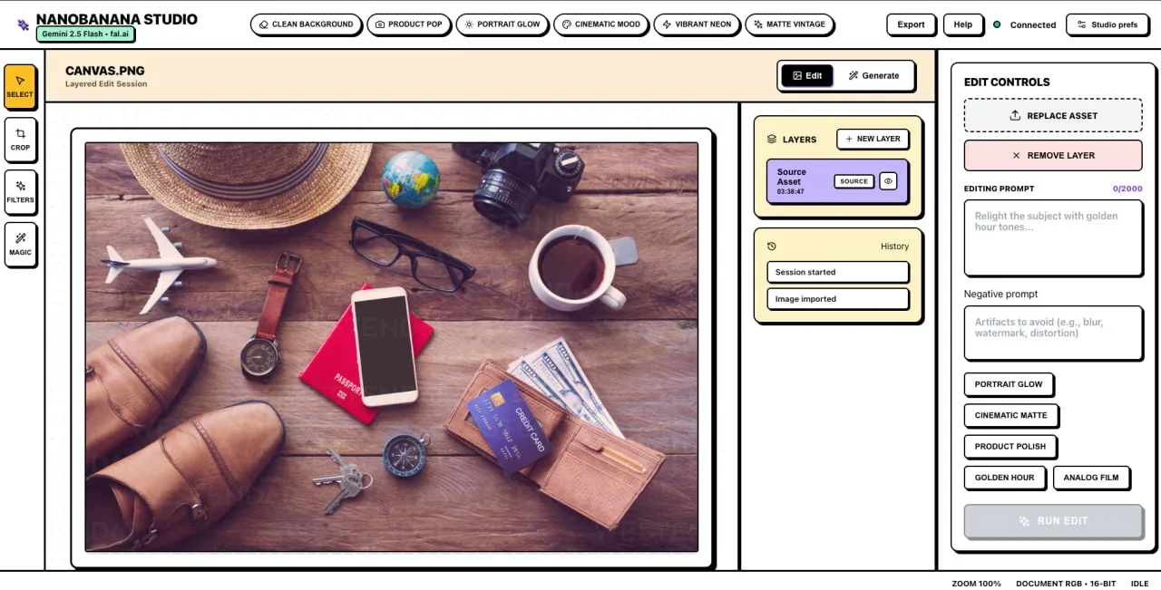 NanoBanana Studio — студия в стиле Photoshop с искусственным интеллектом Nanobanana