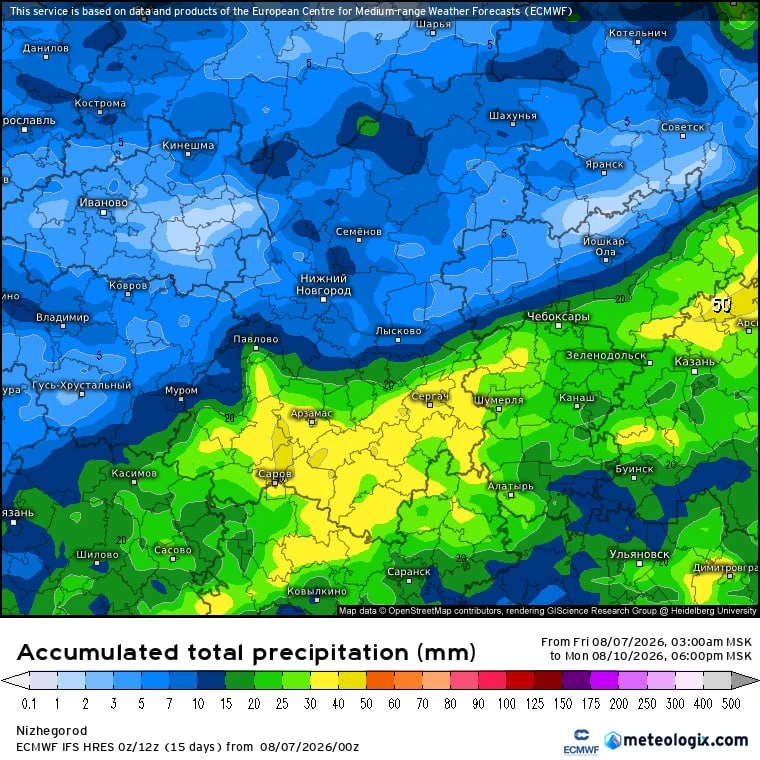 По расчётам численной модели ECMWF, больше всего осадков в ближайшие два дня выпадет на...