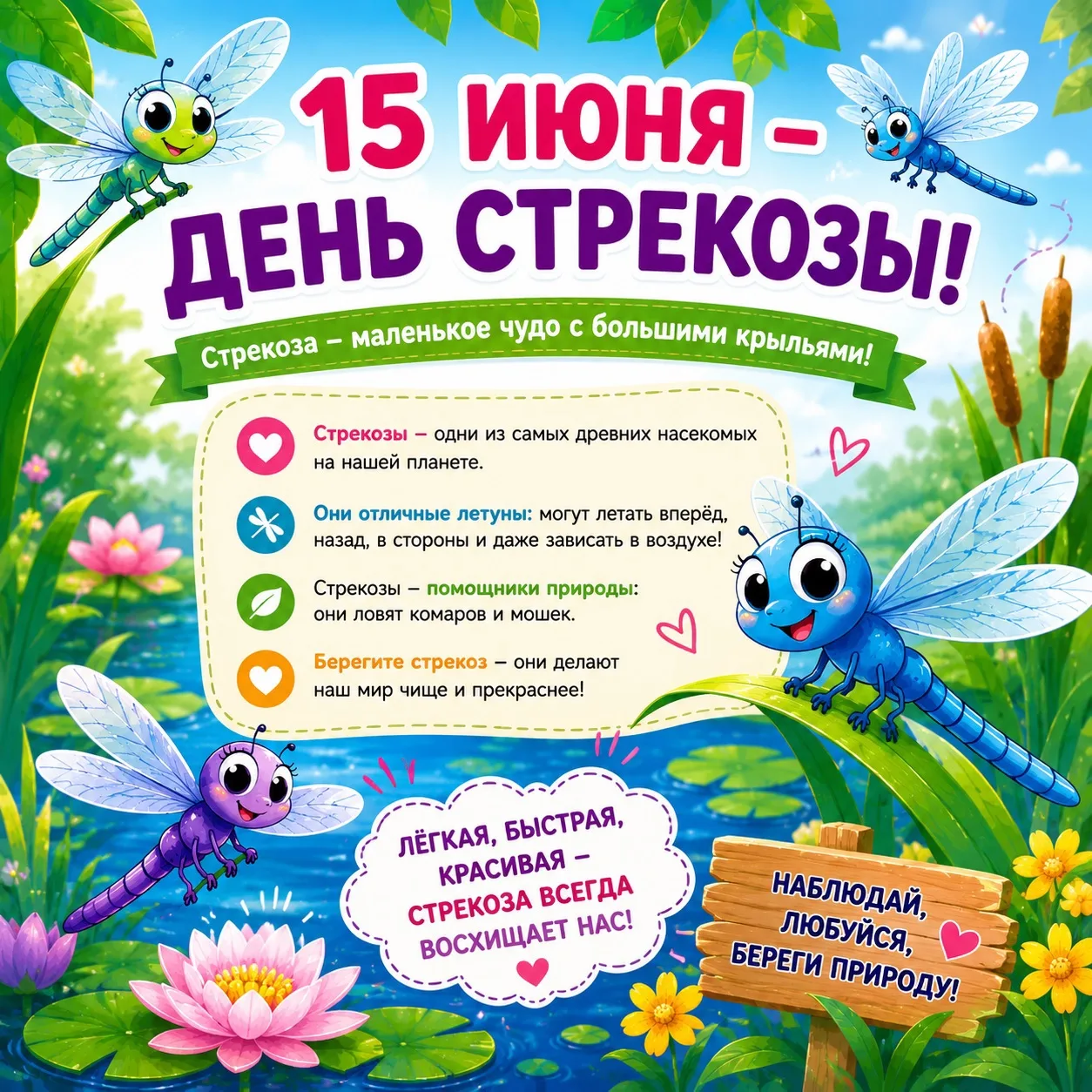 15 июня, в средней группе прошло тематическое мероприятие, посвящённое "Дню стрекозы"! ✨ 
Под руково