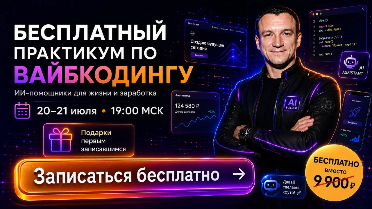 🎉 Открываю запись: бесплатный практикум по вайбкодингу! Подарки первым записавшимся

Утром я обещал
