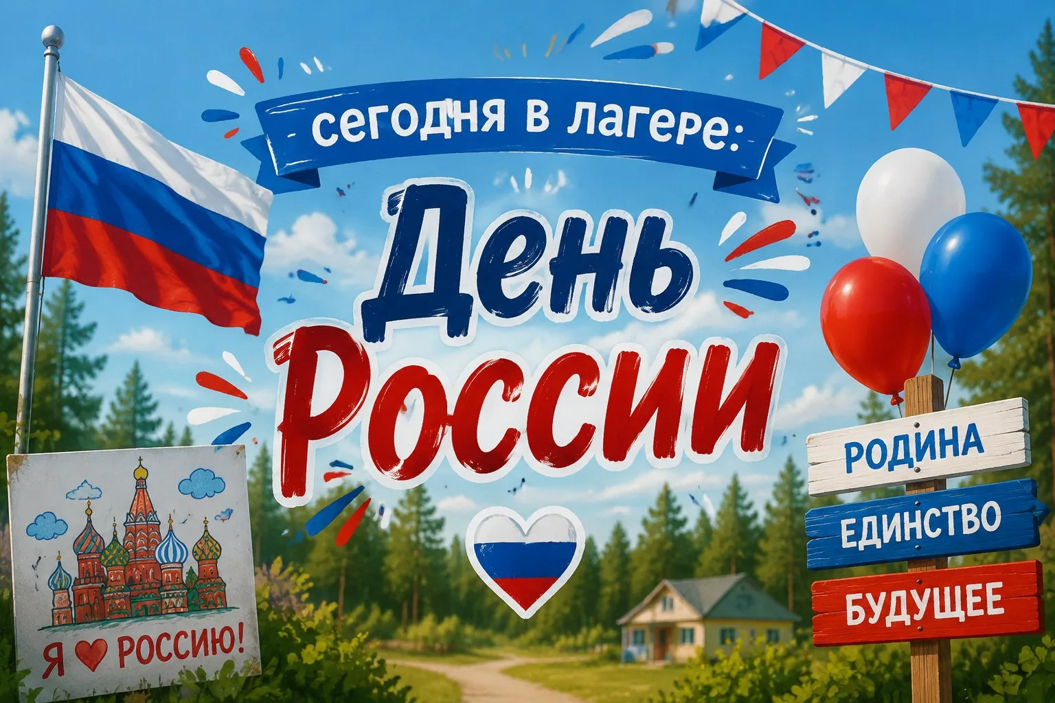 Тематический день в лагере «Весёлая детвора»: готовимся ко Дню России 🇷🇺