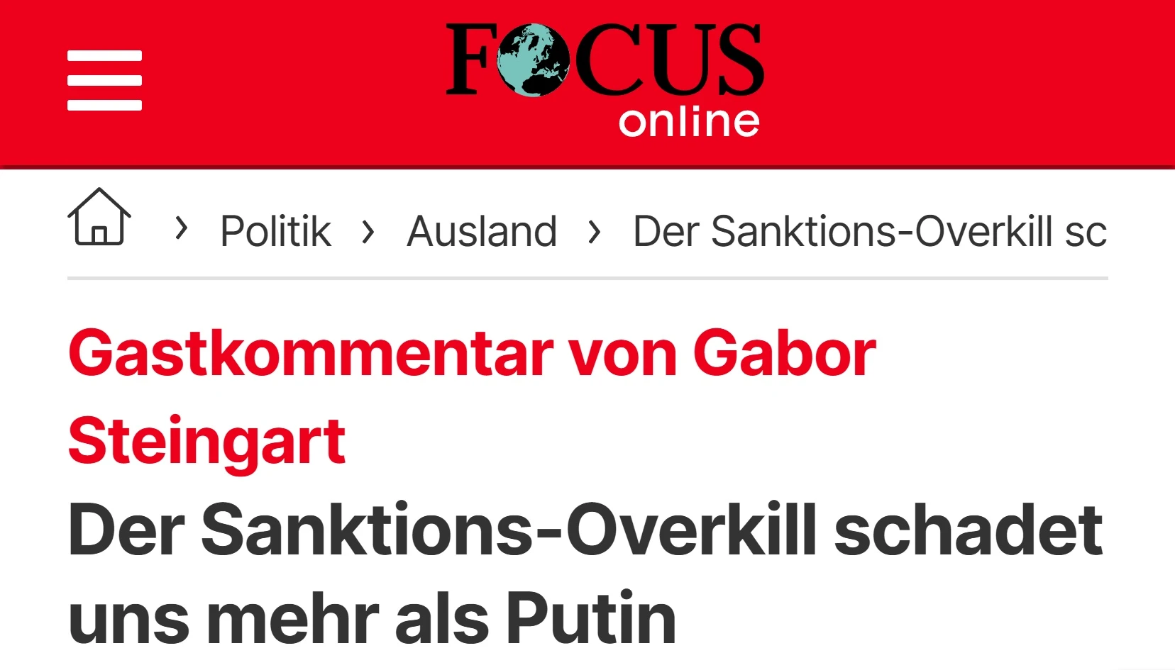 🇷🇺🇪🇺Антироссийские санкции превратились в инструмент саморазрушения Европы, — Focus