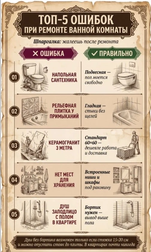 Не делайте так! Топ-5 роковых ошибок в ремонте ванной комнаты 🛁