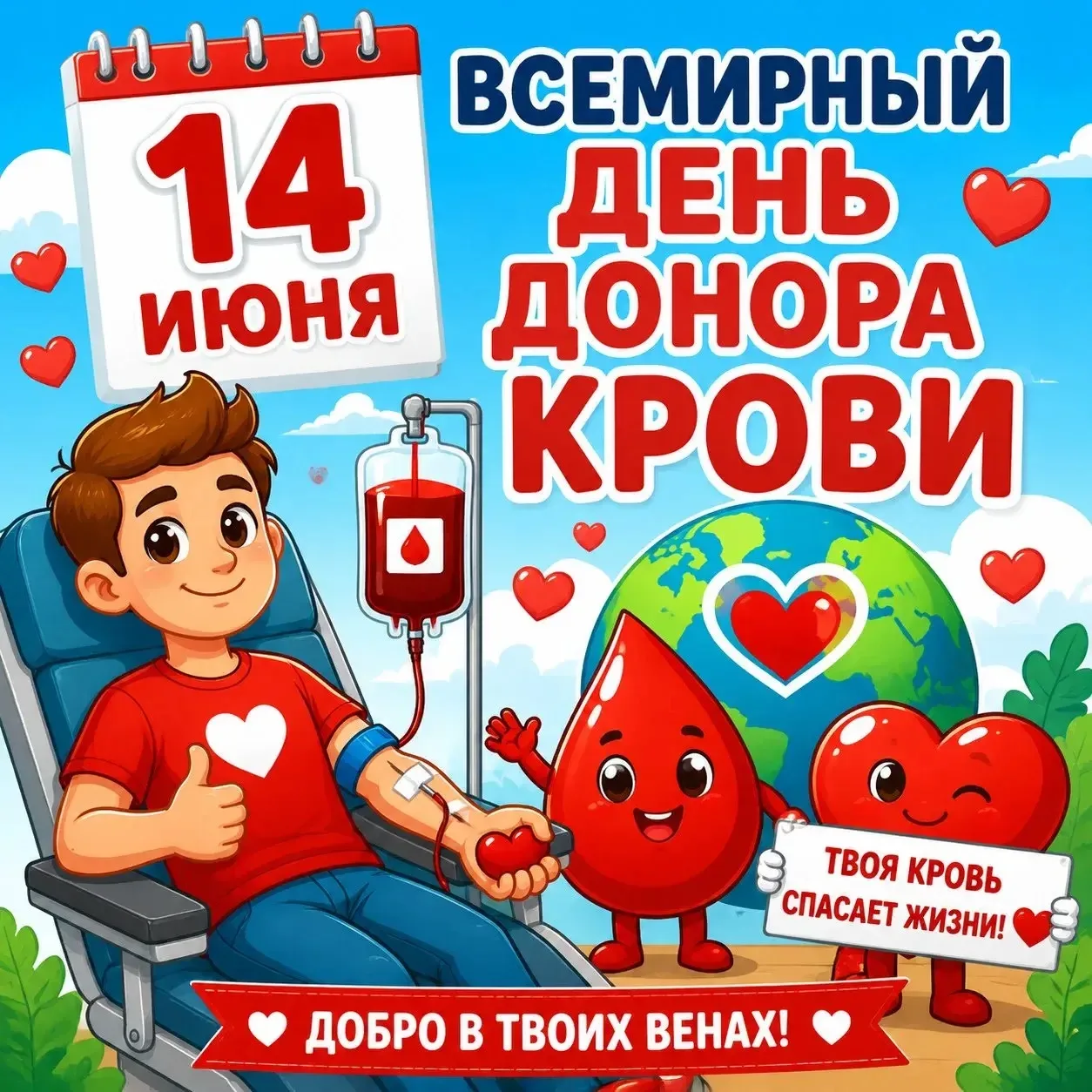 14 июня — Всемирный день донора крови 💉❤️

Сегодня не просто дата в календаре. Сегодня день, когда 