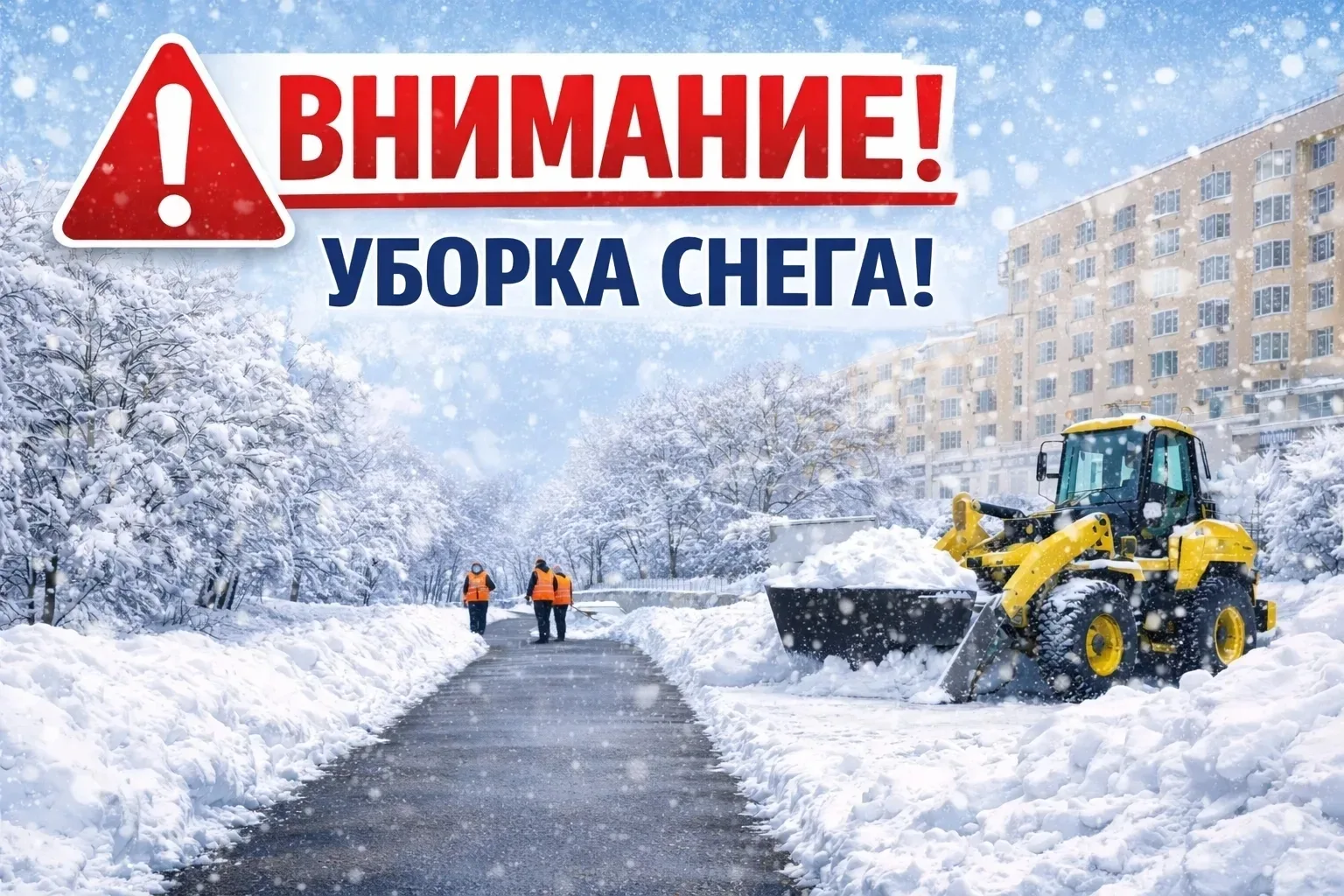 Уважаемые жители!  Сообщаем, что завтра (25.02.2026 г.) будет проводиться уборка снега с привлечение
