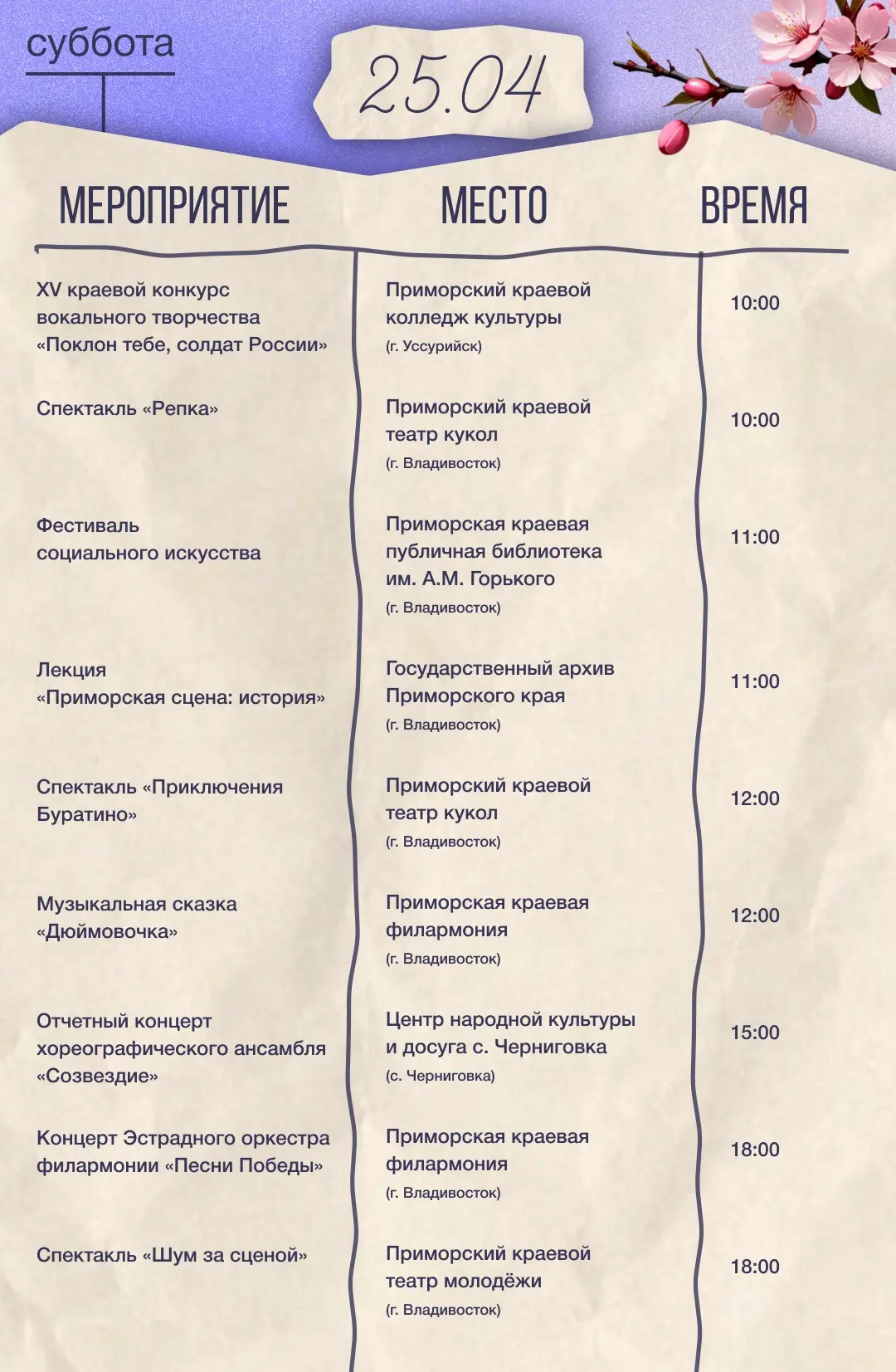 Куда сходить в выходные в Приморском крае? 🎭   Собрали для вас подборку культурных мероприятий — всё