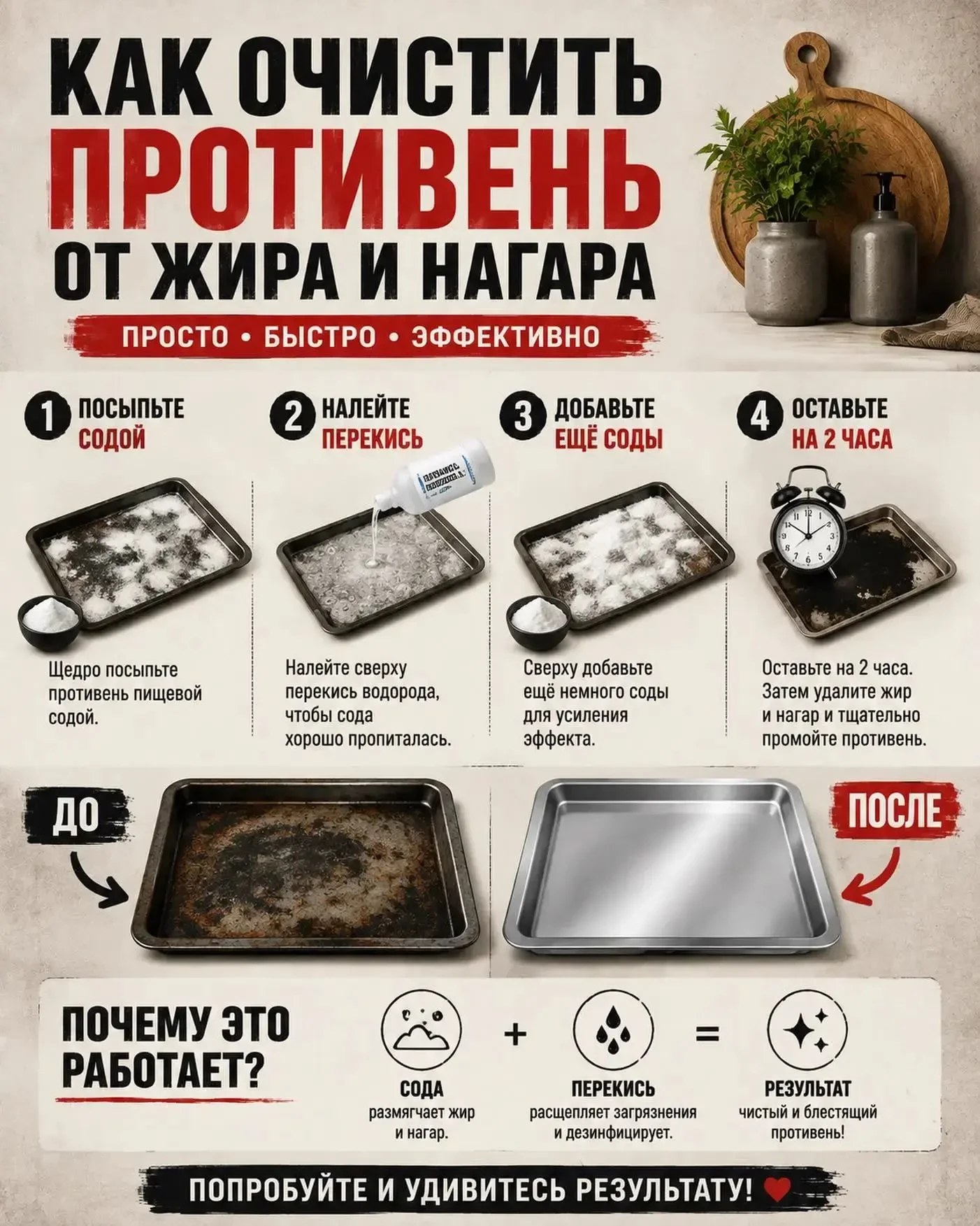 Как очистить противень от жира ✨