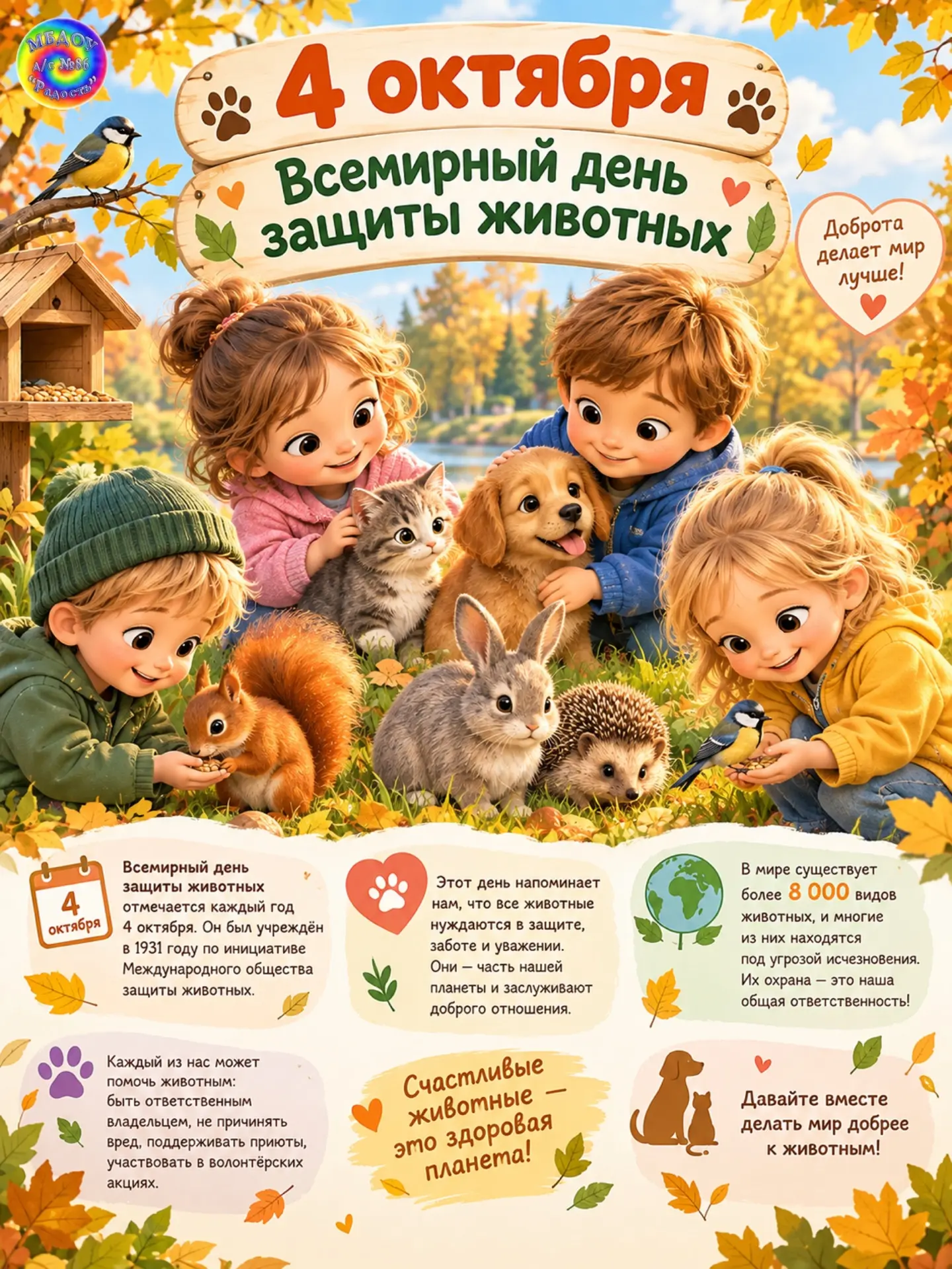 🐾4 ОКТЯБРЯ — ВСЕМИРНЫЙ ДЕНЬ ЗАЩИТЫ ЖИВОТНЫХ!🐶🐱
