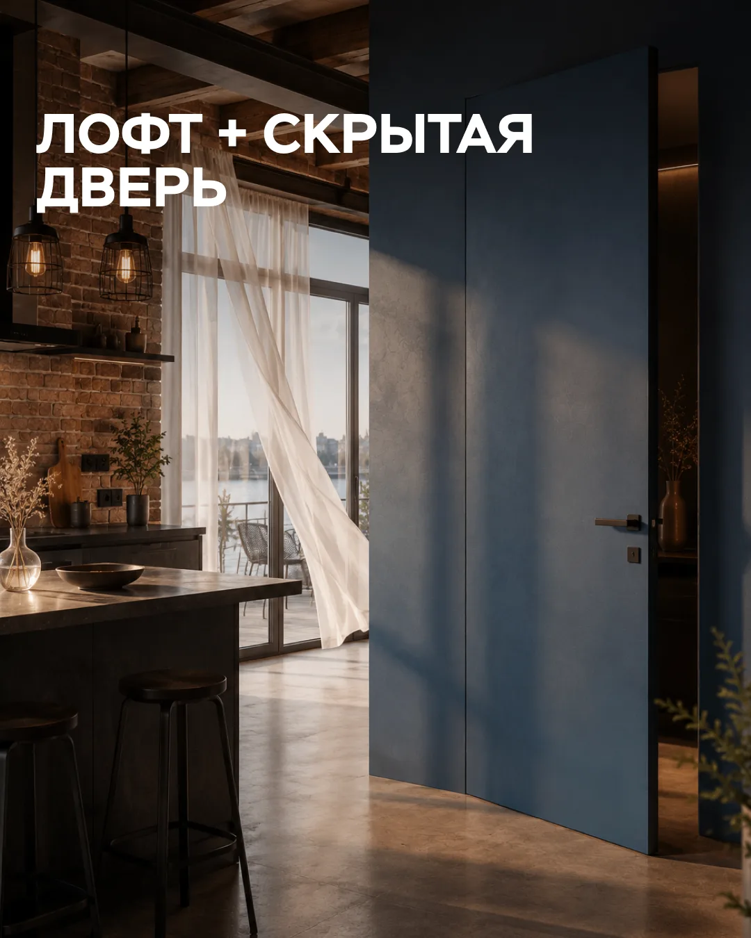 Лофт и скрытые двери — одно из самых гармоничных сочетаний в современном интерьере ✨