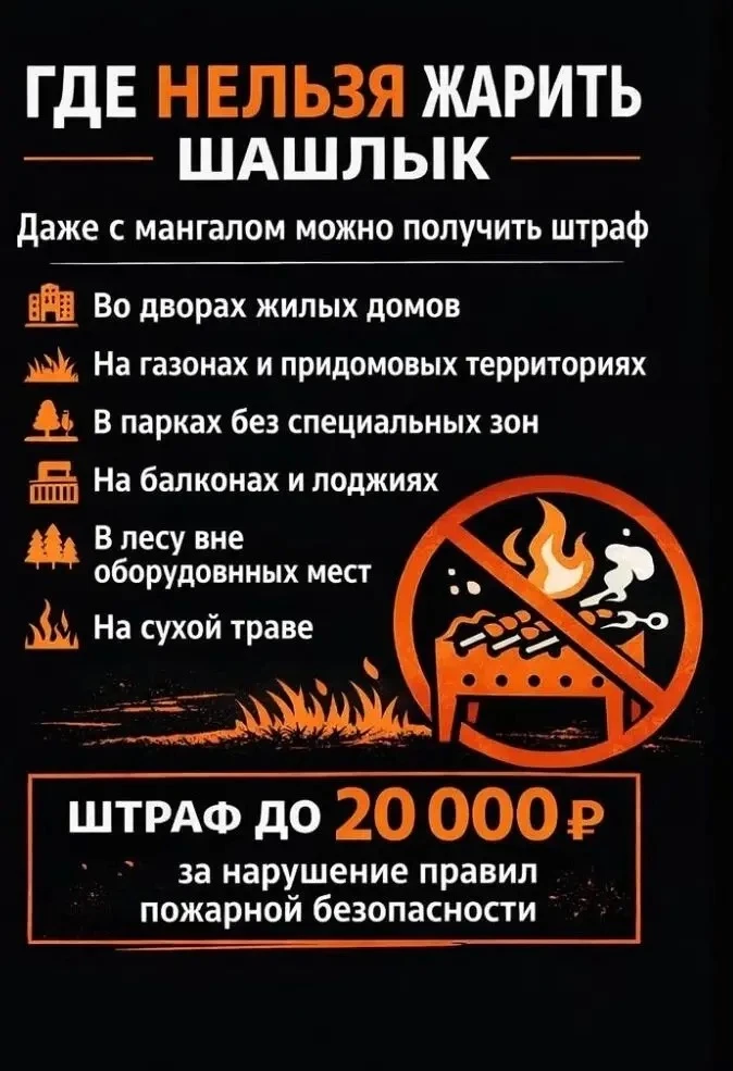 Где нельзя шарить шашлык?