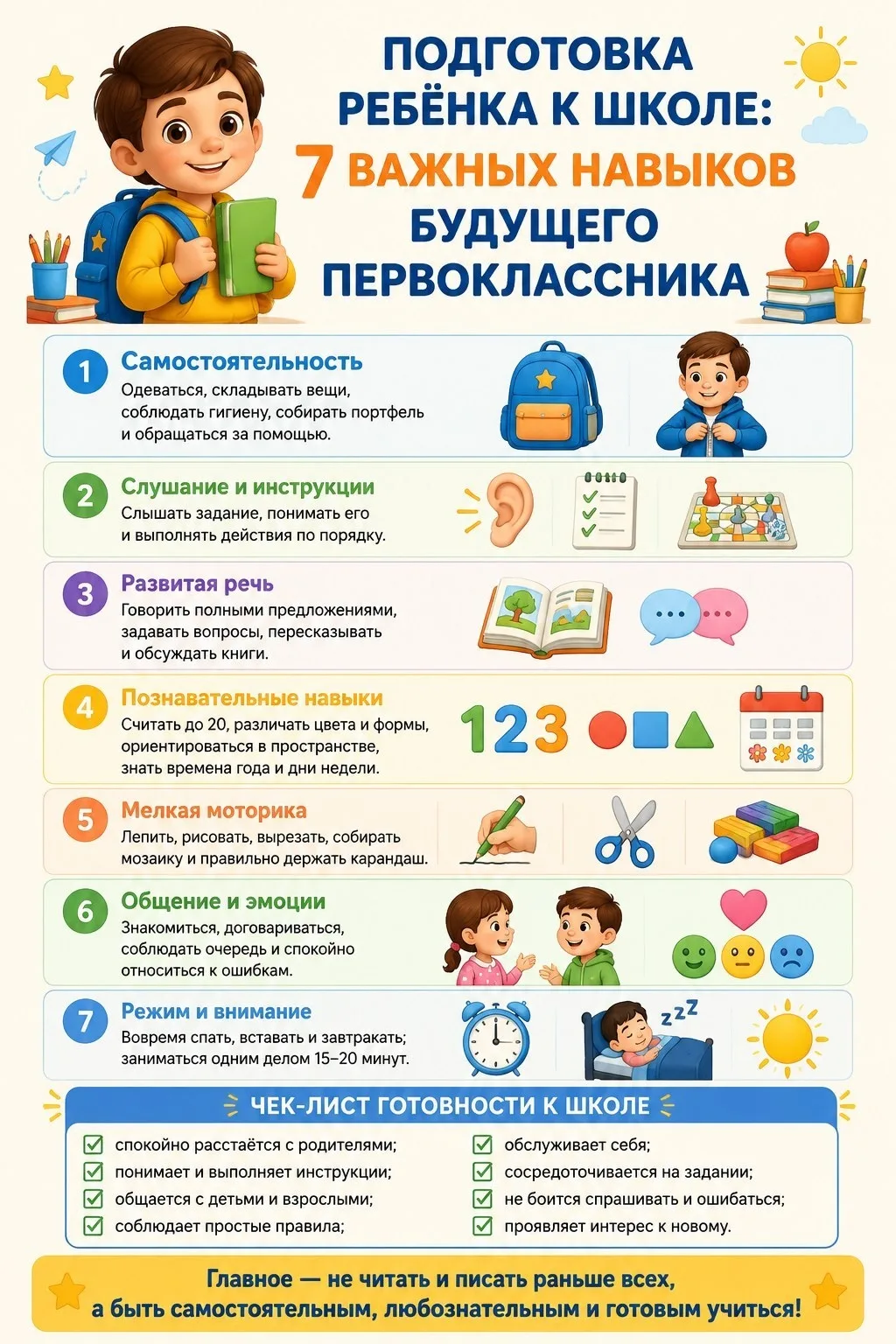 Подготовка к школе: что действительно важно? 🎒📚

Часто родители думают, что подготовка к школе — э