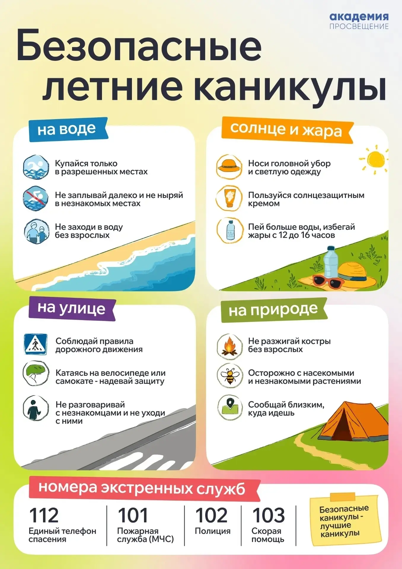 БЕЗОПАСНЫЕ ЛЕТНИЕ КАНИКУЛЫ

Лето — долгожданная пора для детей, но именно в это время возрастает рис